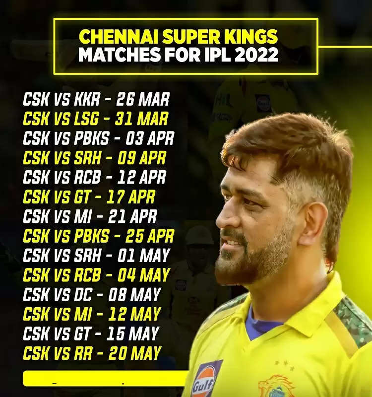 Chennai Super Kings full schedule for IPL 2022